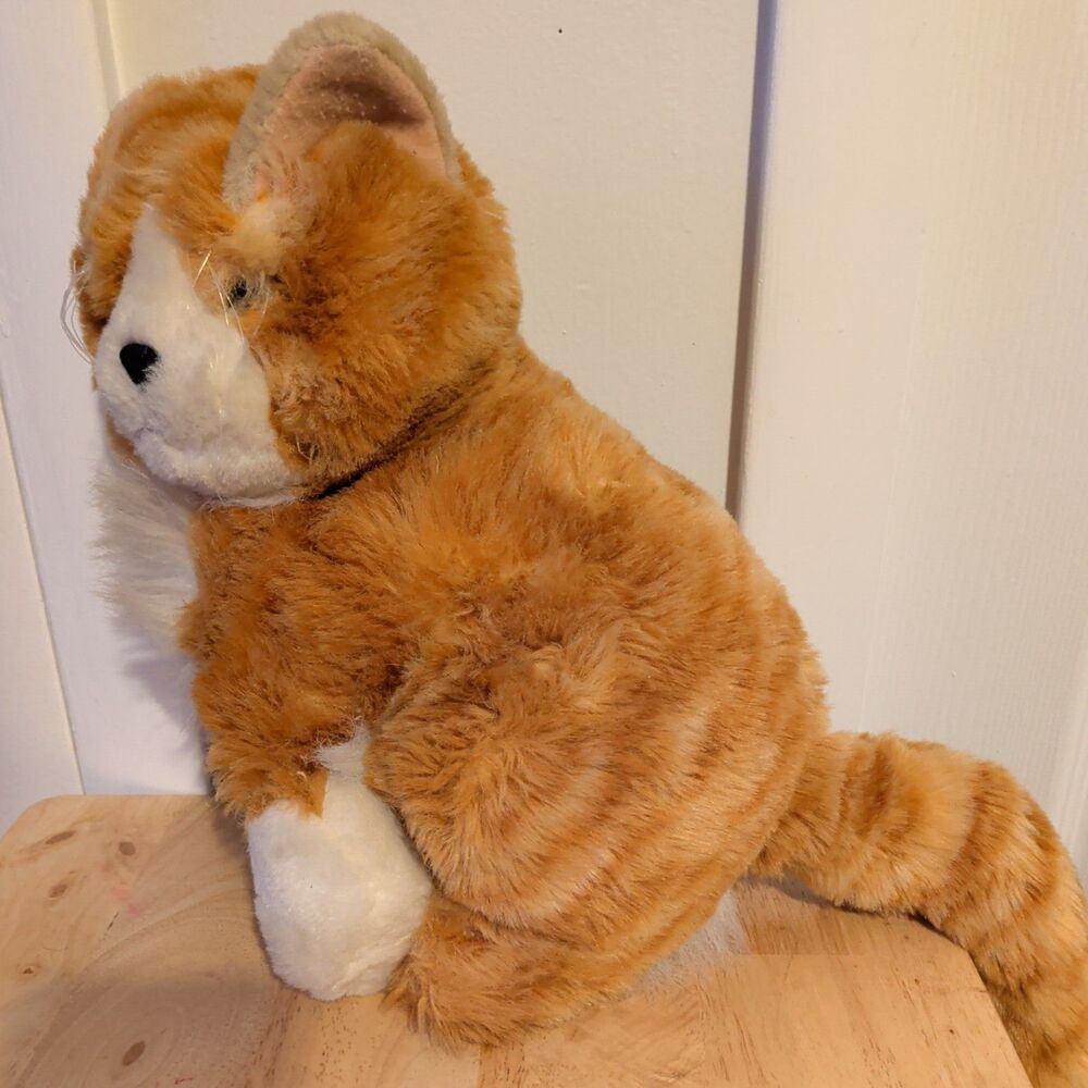 Vintage MTY International Tabby Orange Cat Plush Sitting Blue Eyes
